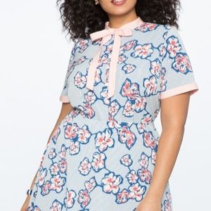 Eloquii Button Up Tie Neck Dress